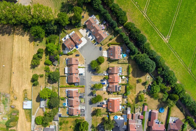 photos au drone d'un quartier résidentiel pour le promoteur khor immobilier à douvrin